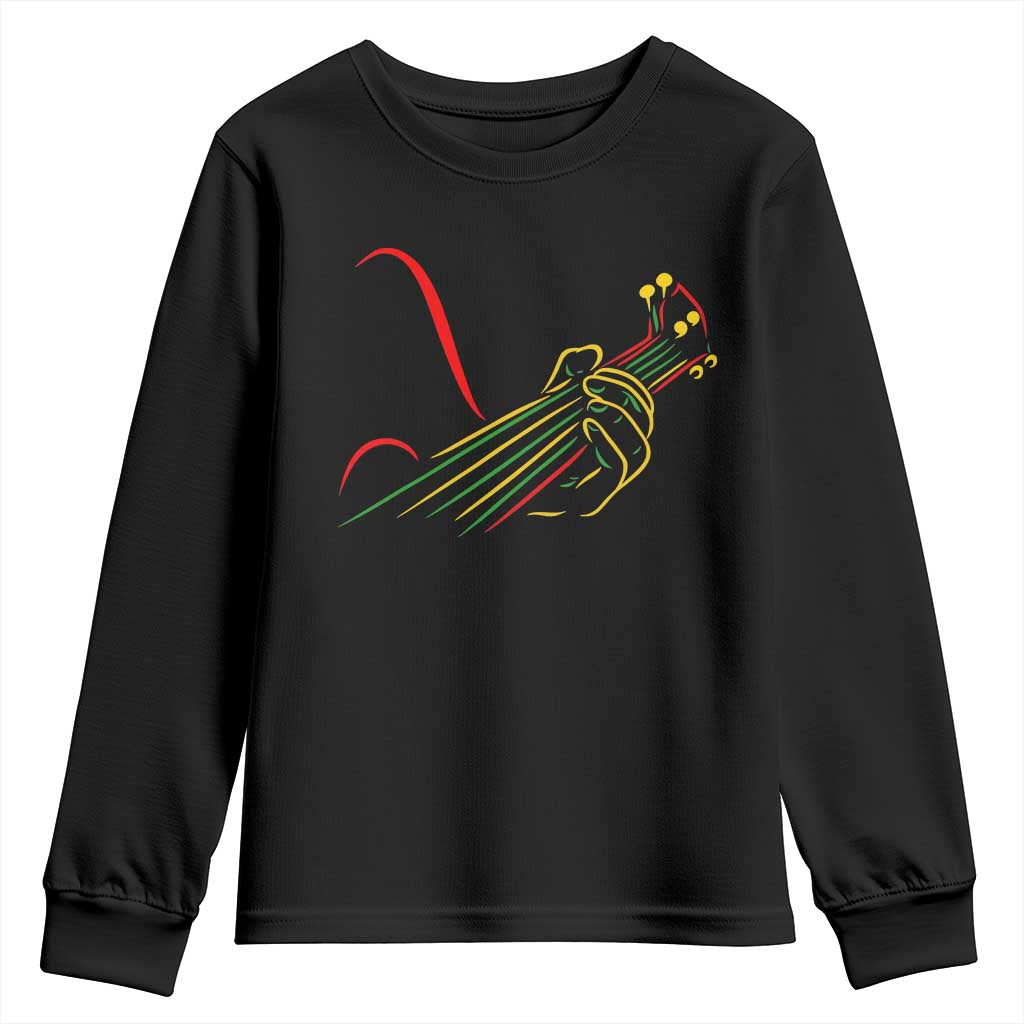 Reggae Guitar Youth Sweatshirt Rasta Music Gift for Guitar Lovers TS10 Black Print Your Wear