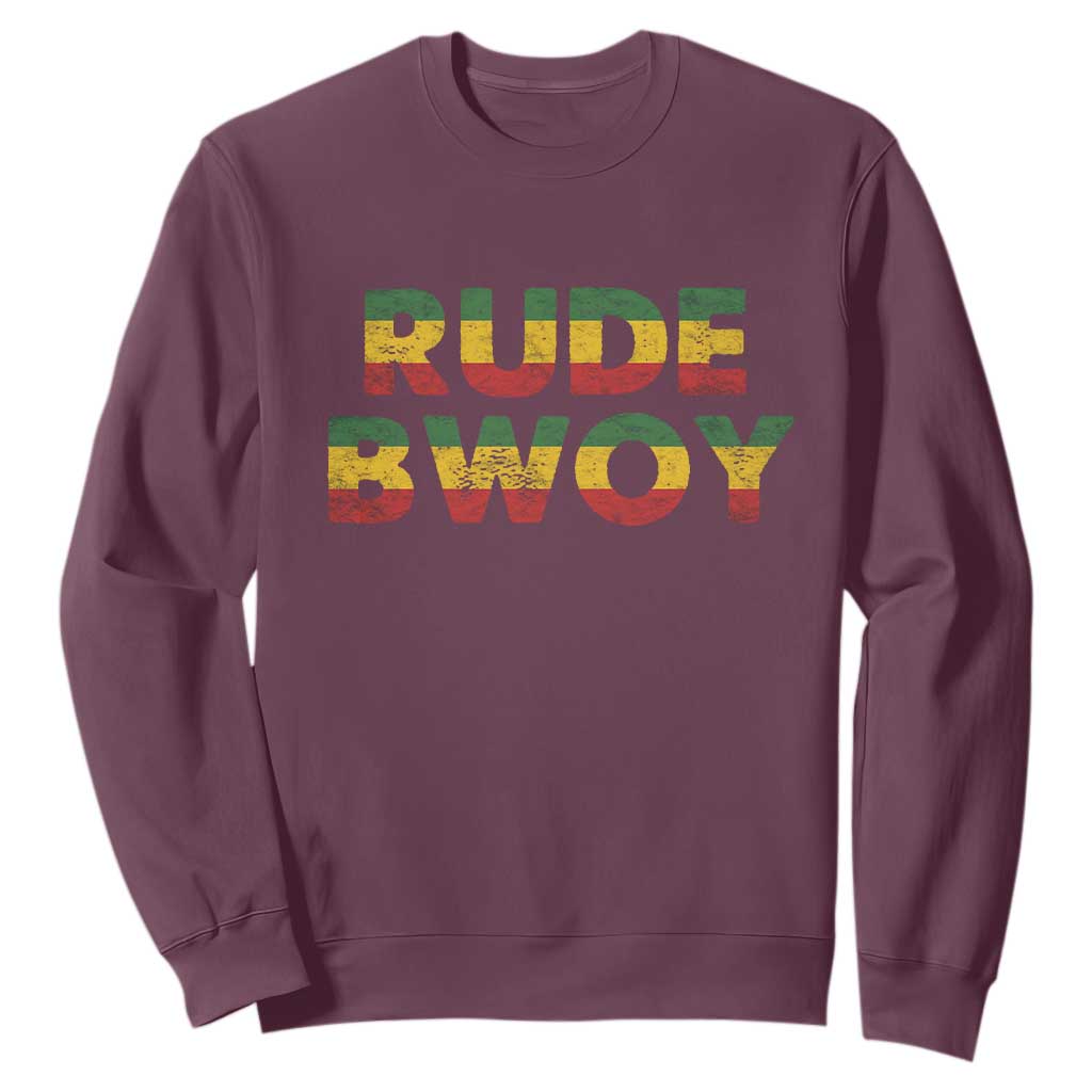 Rude Boy Sweatshirt Jamaican Rasta Reggae Roots Gifts Jamaica TS10 Maroon Print Your Wear