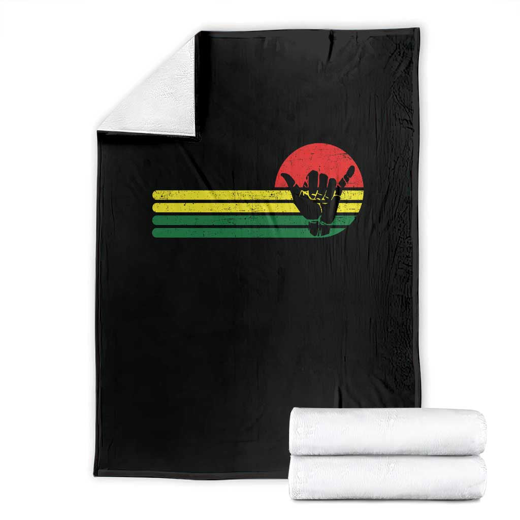 Rasta Reggae Shaka Hand Throw Blanket Retro Vintage Jamaica Flag Rasta Hawaii Shaka Sign TS10 Black Print Your Wear
