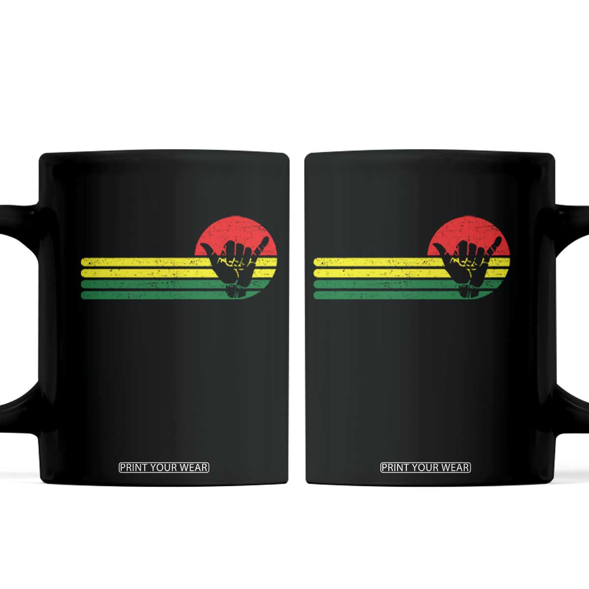 Rasta Reggae Shaka Hand Coffee Mug Retro Vintage Jamaica Flag Rasta Hawaii Shaka Sign TS10 Black Print Your Wear