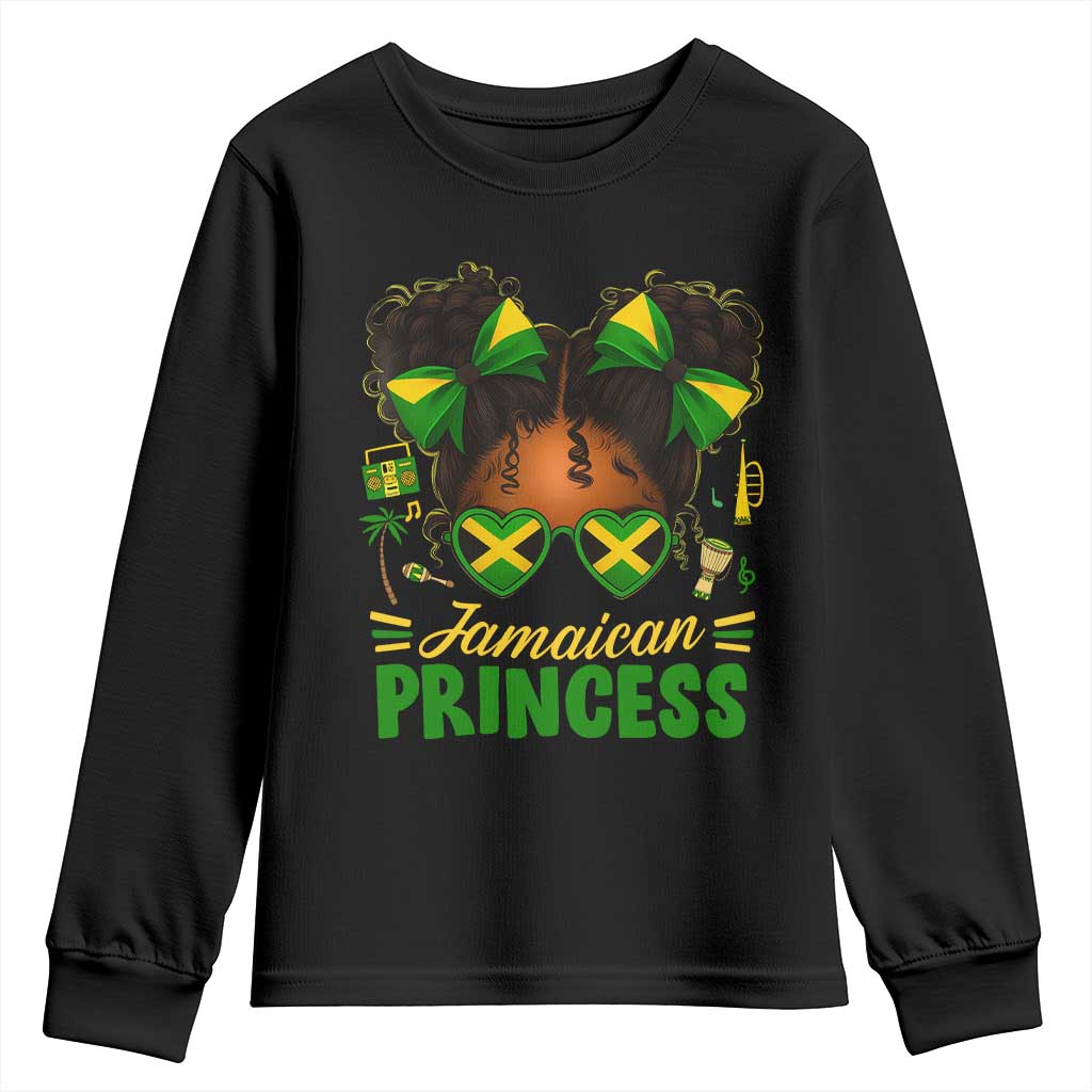 Jamaica Princess Youth Sweatshirt Proud Jamaican Afro Black Girls Jamaica Flag Pride TS10 Black Print Your Wear