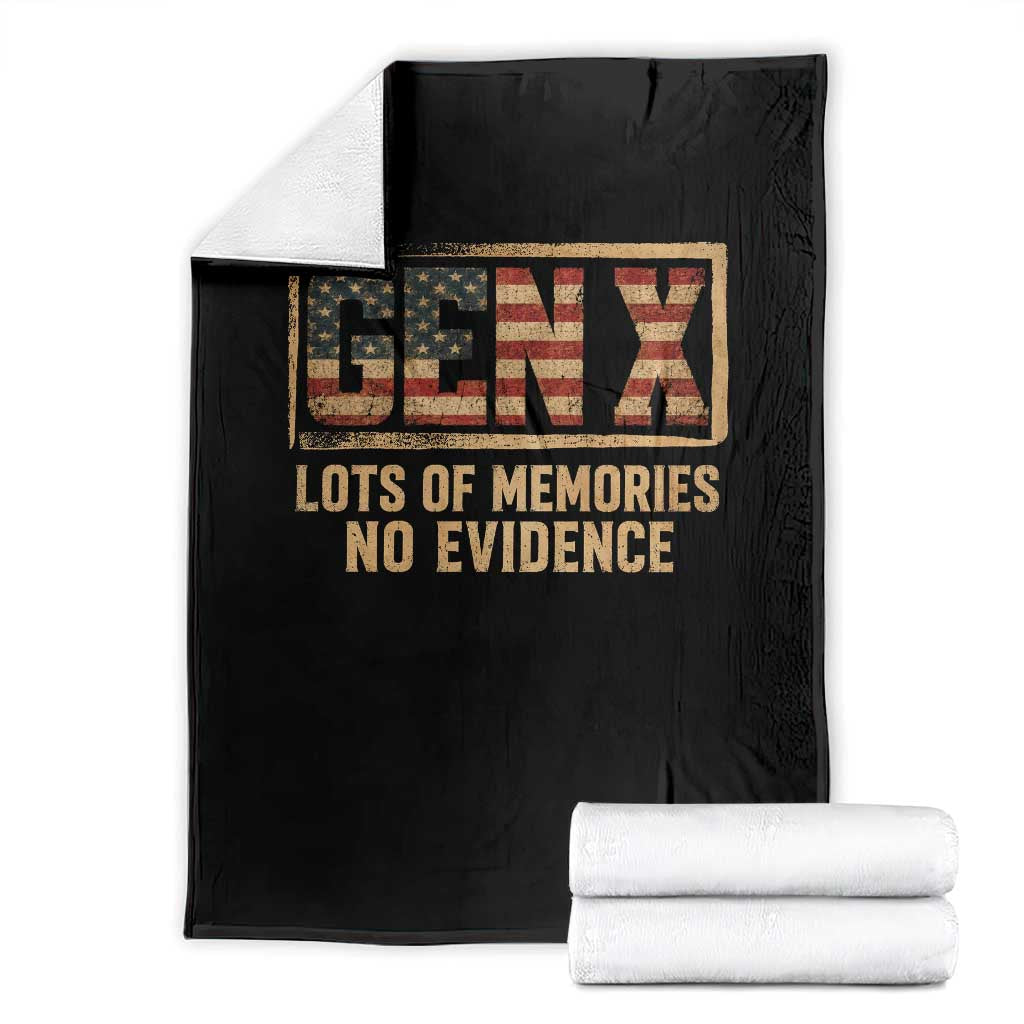 Funny Saying Sarcastic Gen X Lots of Memories No Evidence Throw Blanket Vintage American Flag TS10 Black Print Your Wear