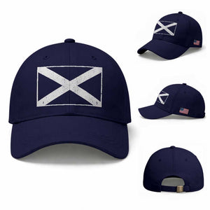 Scotland Flag Saltire Baseball Cap SCOT Scottish Independence Pride TS10 Baseball Cap Universal Fit Dark Blue Print Your Wear