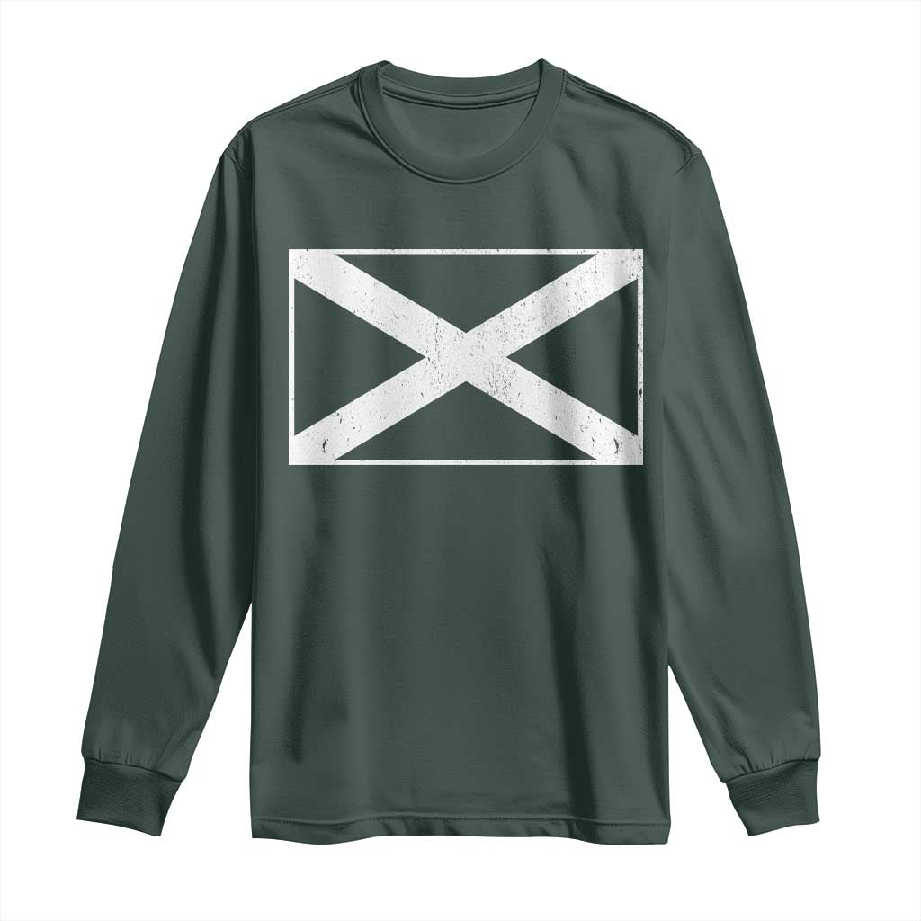 Scotland Flag Saltire Long Sleeve Shirt SCOT Scottish Independence Pride TS10 Dark Forest Green Print Your Wear