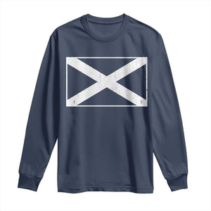 Scotland Flag Saltire Long Sleeve Shirt SCOT Scottish Independence Pride TS10 Navy Print Your Wear