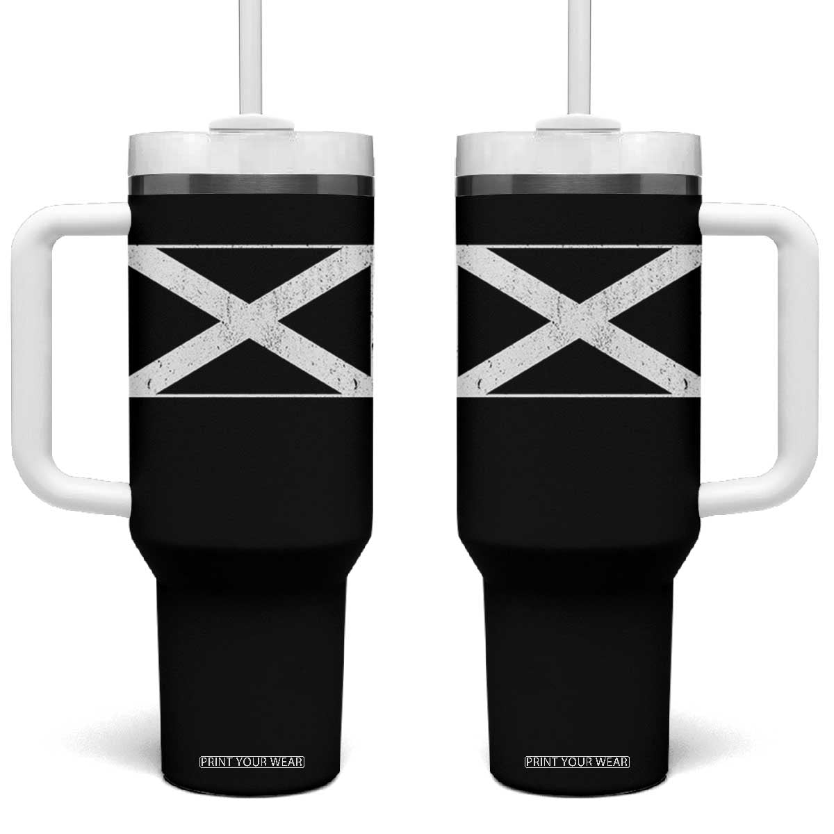 Scotland Flag Saltire Tumbler With Handle SCOT Scottish Independence Pride TS10 One Size: 40 oz Black Print Your Wear