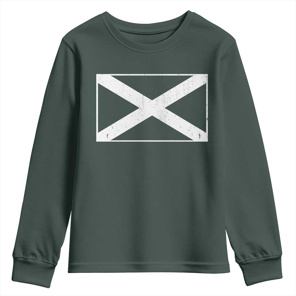 Scotland Flag Saltire Youth Sweatshirt SCOT Scottish Independence Pride TS10 Dark Forest Green Print Your Wear