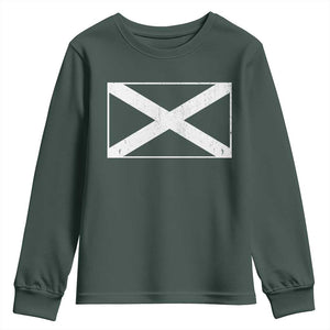 Scotland Flag Saltire Youth Sweatshirt SCOT Scottish Independence Pride TS10 Dark Forest Green Print Your Wear