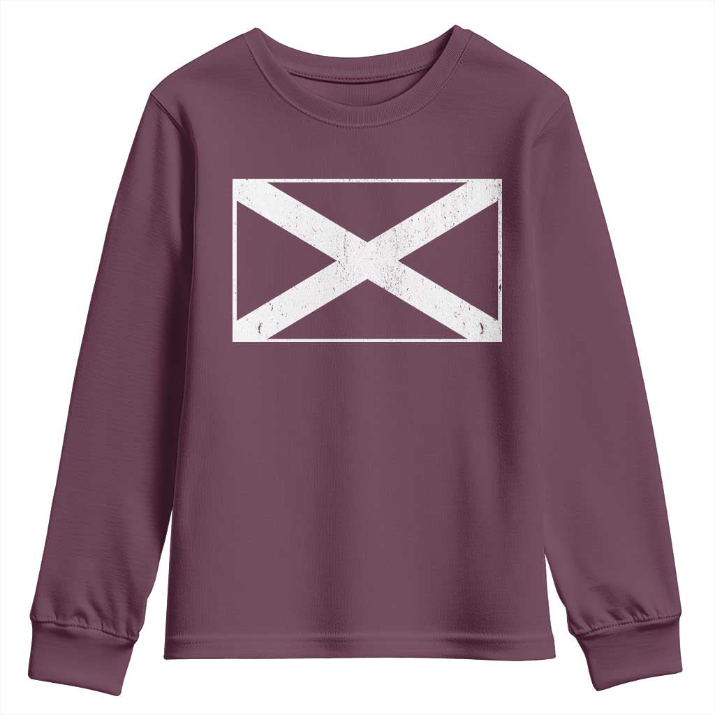 Scotland Flag Saltire Youth Sweatshirt SCOT Scottish Independence Pride TS10 Maroon Print Your Wear