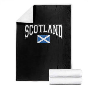 Scotland Throw Blanket Vintage Retro Varsity Sports Scottish Flag Graphic TS10 Black Print Your Wear