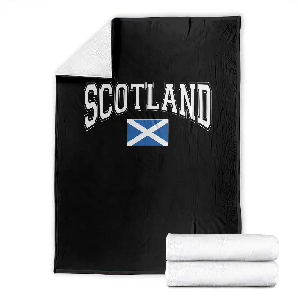 Scotland Throw Blanket Vintage Retro Varsity Sports Scottish Flag Graphic TS10 Black Print Your Wear