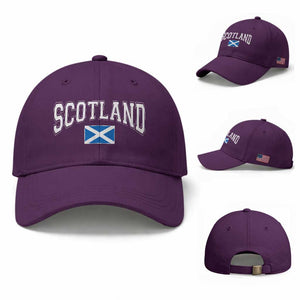 Scotland Baseball Cap Vintage Retro Varsity Sports Scottish Flag Graphic TS10 Baseball Cap Universal Fit Purple Print Your Wear