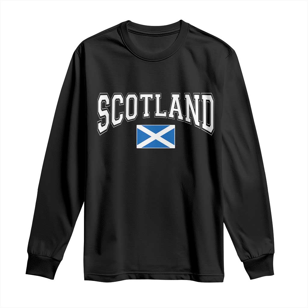 Scotland Long Sleeve Shirt Vintage Retro Varsity Sports Scottish Flag Graphic TS10 Black Print Your Wear