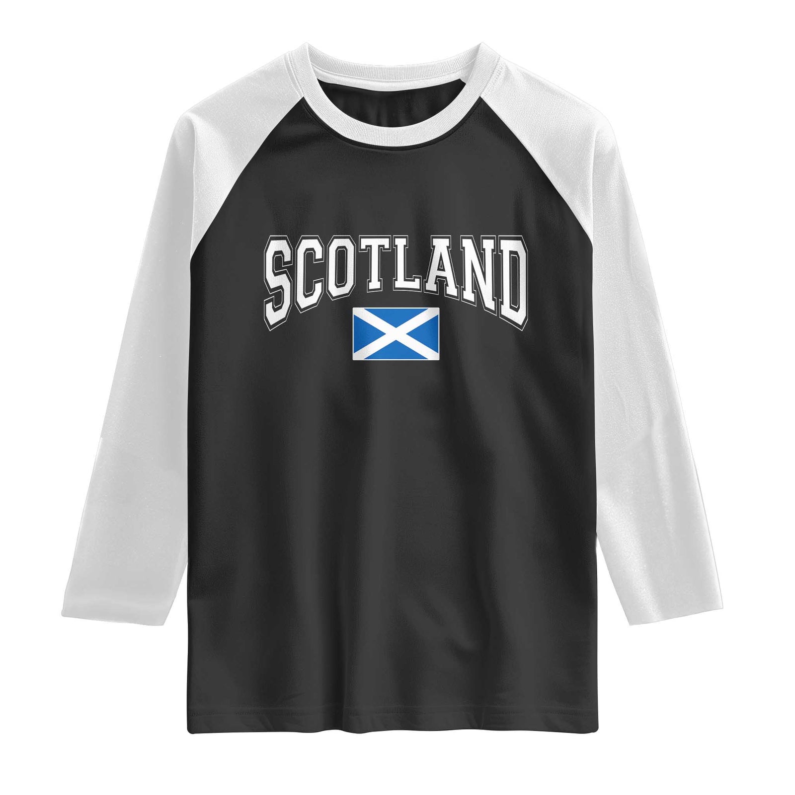 Scotland Raglan Shirt Vintage Retro Varsity Sports Scottish Flag Graphic TS10 Black White Print Your Wear