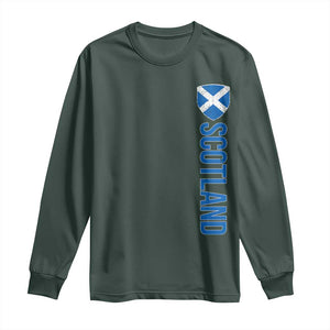 Scotland Flag Long Sleeve Shirt Vintage SCOT Scottish Independence Pride TS10 Dark Forest Green Print Your Wear