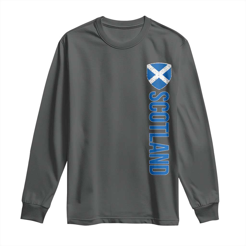 Scotland Flag Long Sleeve Shirt Vintage SCOT Scottish Independence Pride TS10 Dark Heather Print Your Wear