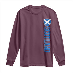 Scotland Flag Long Sleeve Shirt Vintage SCOT Scottish Independence Pride TS10 Maroon Print Your Wear