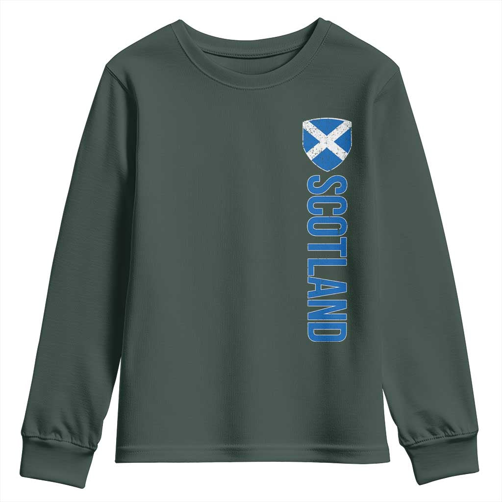 Scotland Flag Youth Sweatshirt Vintage SCOT Scottish Independence Pride TS10 Dark Forest Green Print Your Wear