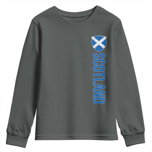 Scotland Flag Youth Sweatshirt Vintage SCOT Scottish Independence Pride TS10 Dark Heather Print Your Wear