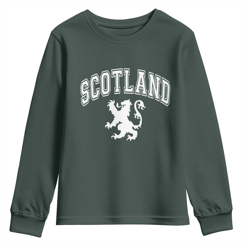 Vintage Scotland Lion Youth Sweatshirt SCOT Scottish Pride Gift TS10 Dark Forest Green Print Your Wear