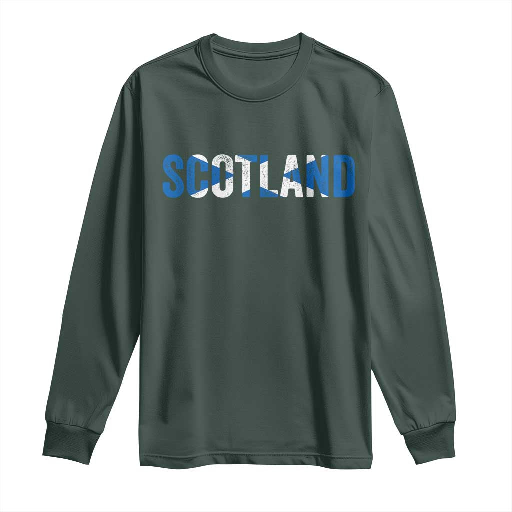 Vintage Scotland Long Sleeve Shirt Scottish Flag Retro Pride TS10 Dark Forest Green Print Your Wear