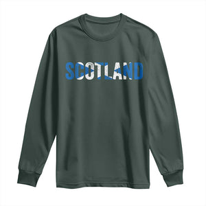 Vintage Scotland Long Sleeve Shirt Scottish Flag Retro Pride TS10 Dark Forest Green Print Your Wear