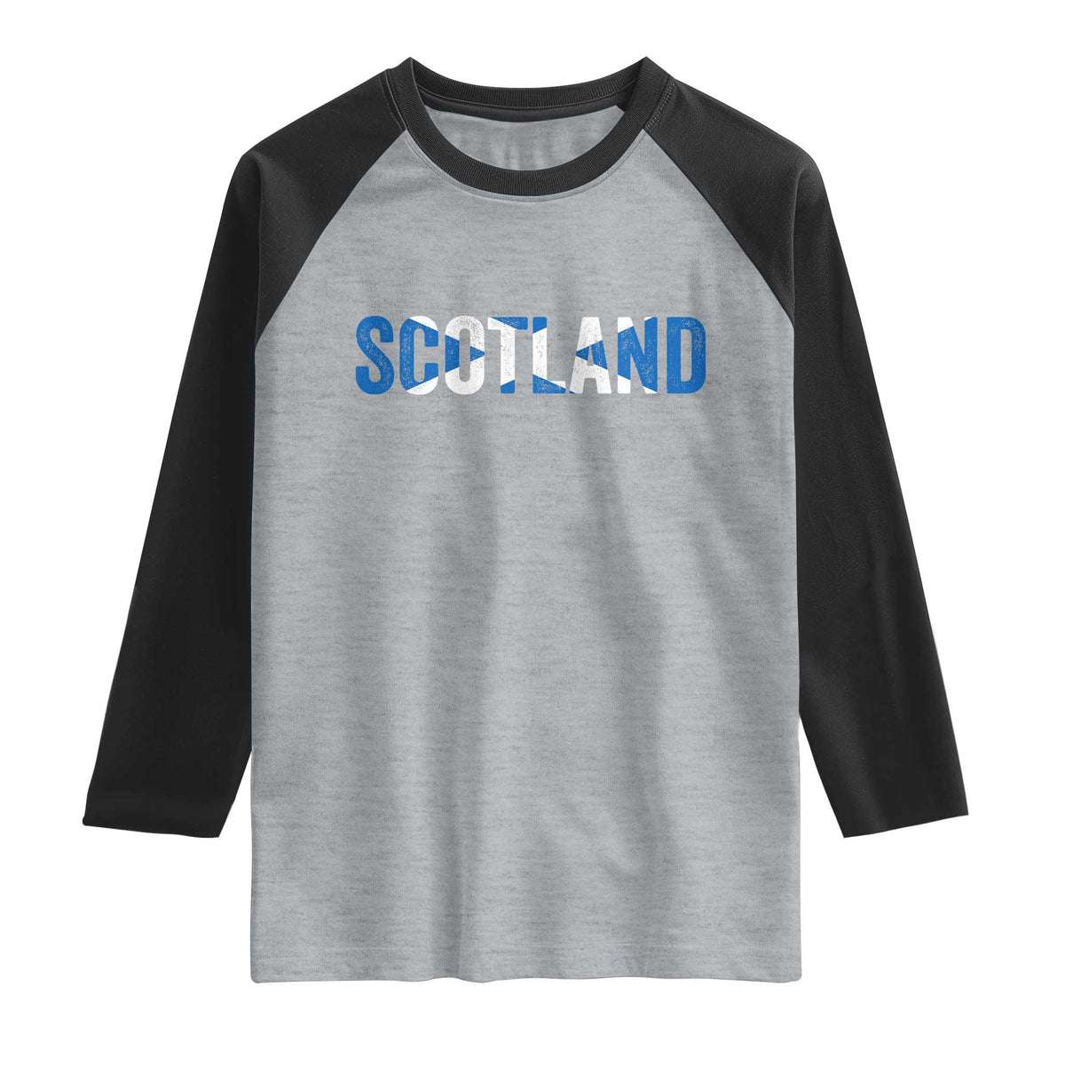 Vintage Scotland Raglan Shirt Scottish Flag Retro Pride TS10 Heather Gray Black Print Your Wear