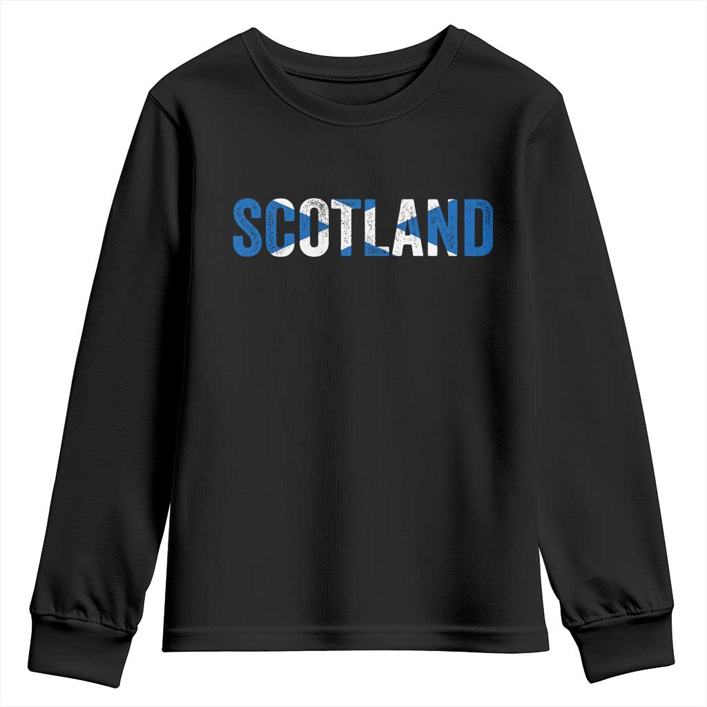 Vintage Scotland Youth Sweatshirt Scottish Flag Retro Pride TS10 Black Print Your Wear