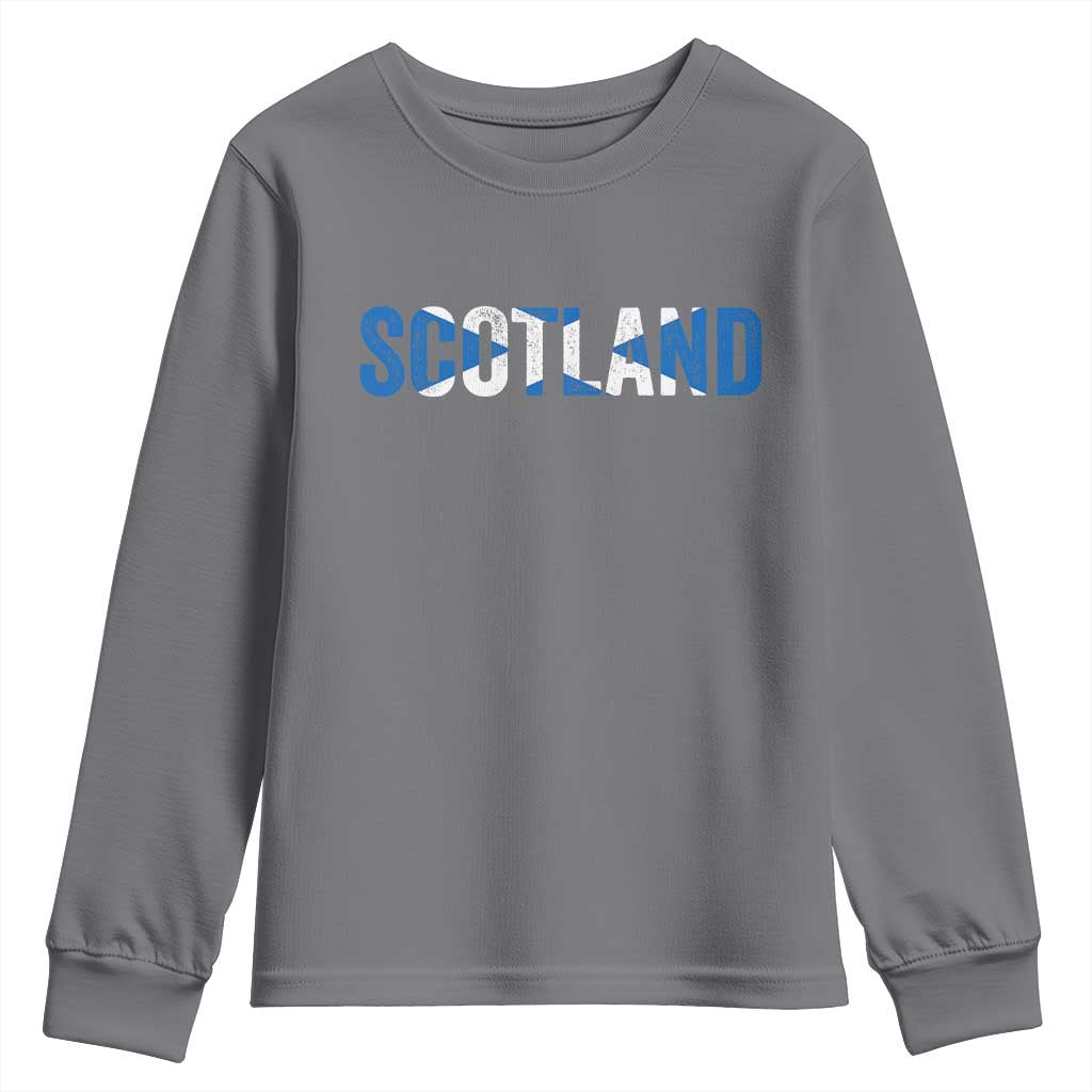 Vintage Scotland Youth Sweatshirt Scottish Flag Retro Pride TS10 Charcoal Print Your Wear