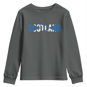 Vintage Scotland Youth Sweatshirt Scottish Flag Retro Pride TS10 Dark Heather Print Your Wear
