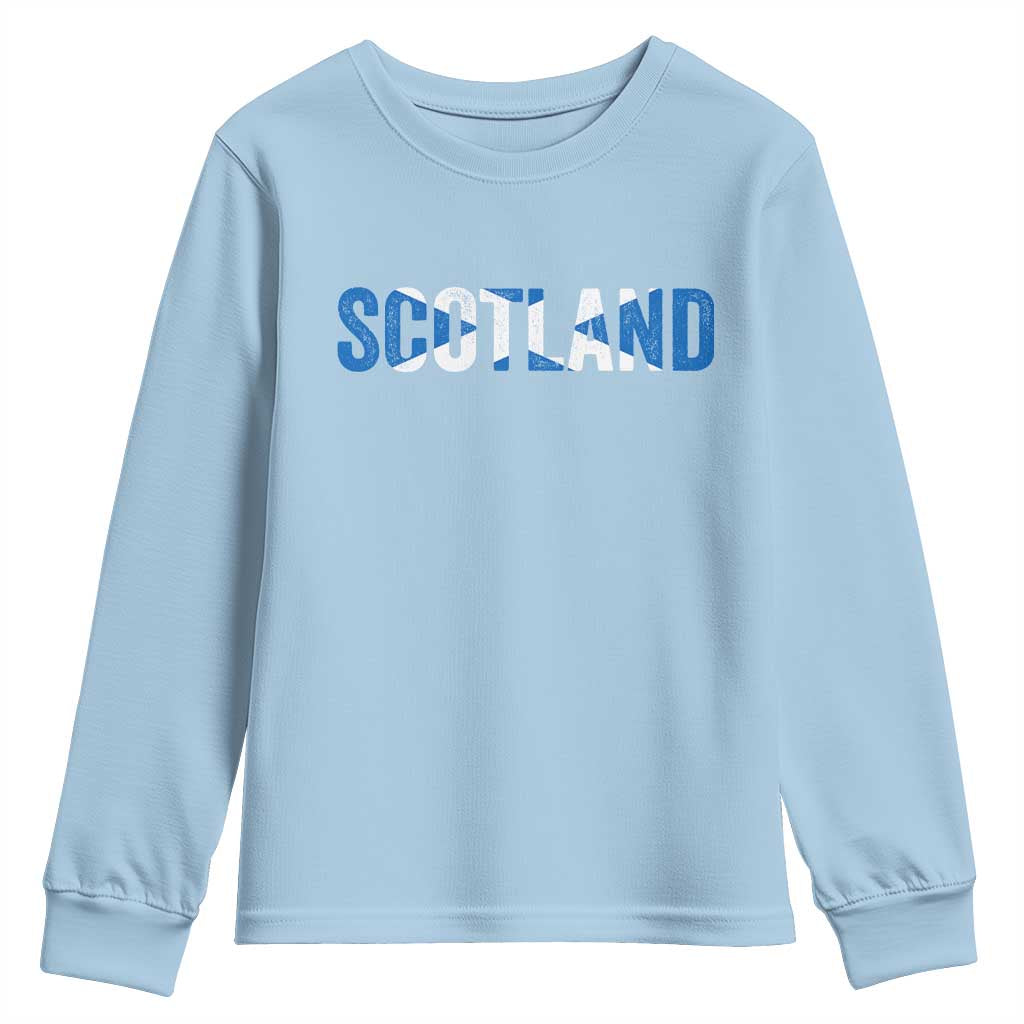 Vintage Scotland Youth Sweatshirt Scottish Flag Retro Pride TS10 Light Blue Print Your Wear