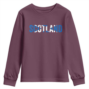 Vintage Scotland Youth Sweatshirt Scottish Flag Retro Pride TS10 Maroon Print Your Wear
