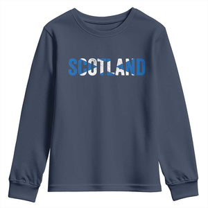 Vintage Scotland Youth Sweatshirt Scottish Flag Retro Pride TS10 Navy Print Your Wear