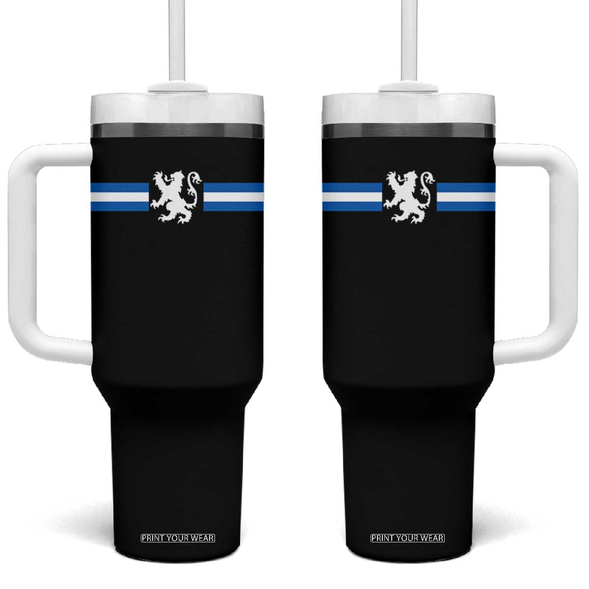 Scotland Lion Tumbler With Handle Retro Scottish Flag SCOT TS10 One Size: 40 oz Black Print Your Wear