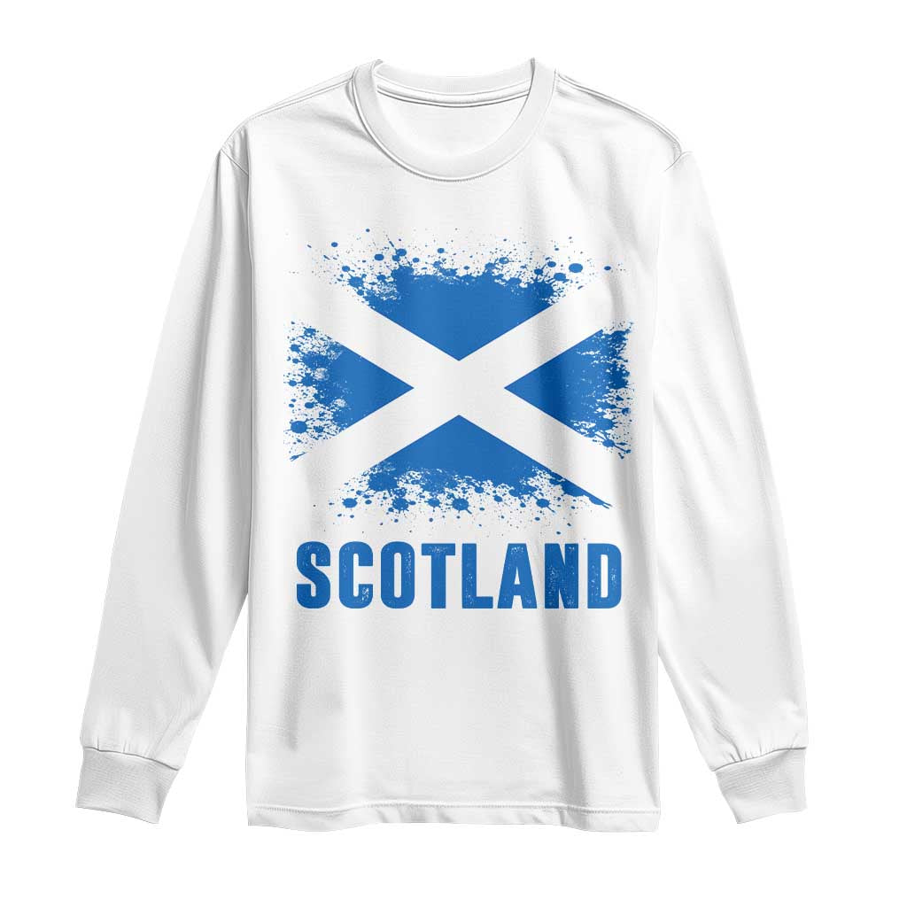 Scotland Long Sleeve Shirt Retro Vintage Watercolors Sport Scottish Flag SCOT TS10 White Print Your Wear