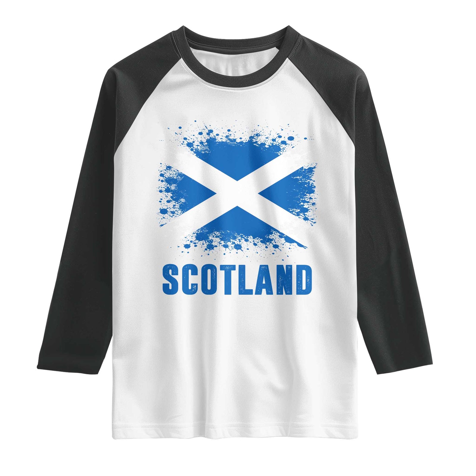Scotland Raglan Shirt Retro Vintage Watercolors Sport Scottish Flag SCOT TS10 White Black Print Your Wear