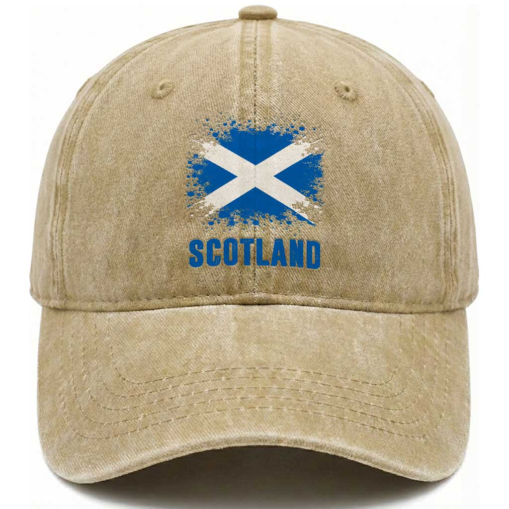 Scotland Washed Cotton Baseball Cap Retro Vintage Watercolors Sport Scottish Flag SCOT TS10 Print Your Wear
