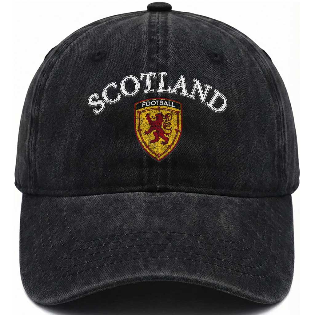 Scotland Soccer Washed Cotton Baseball Cap Scottish Rampant Lion Scotland Coat of Arms Banner Football Fan TS10 Print Your Wear
