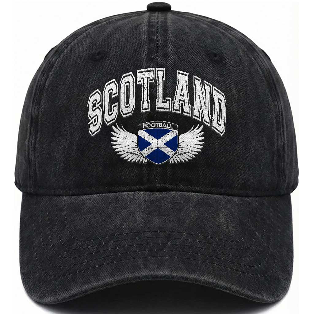 Scotland Soccer Washed Cotton Baseball Cap Retro Vintage Scottish Flag Football Fan TS10 Print Your Wear