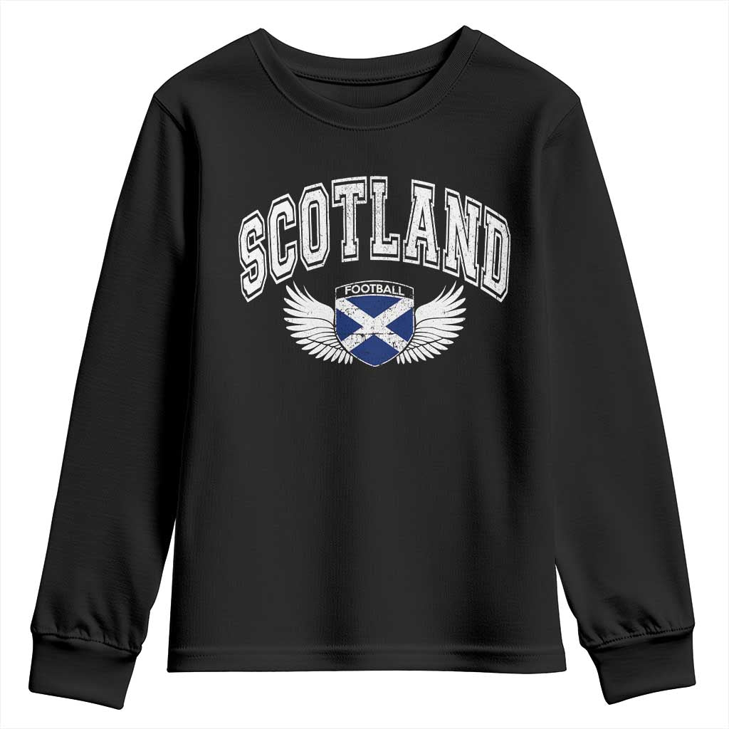 Scotland Soccer Youth Sweatshirt Retro Vintage Scottish Flag Football Fan TS10 Black Print Your Wear