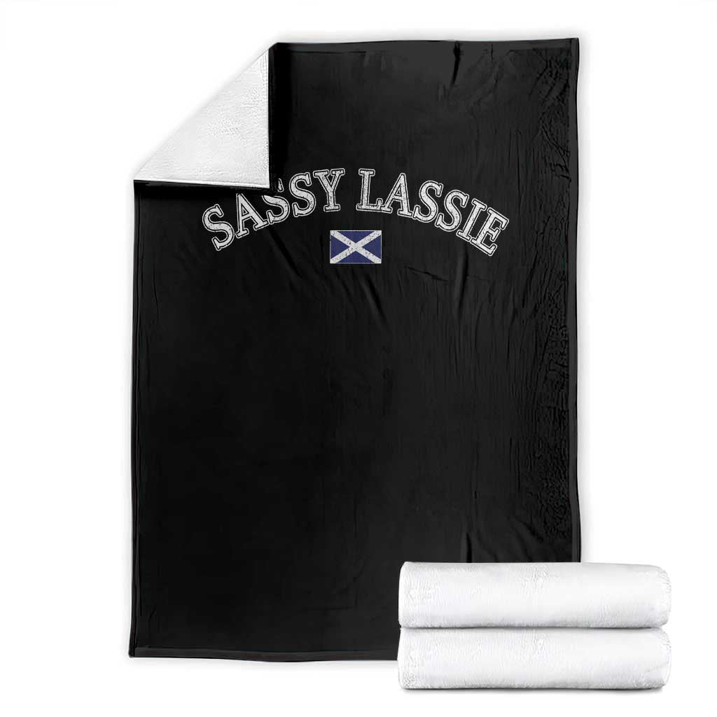 Sassy Lassie Scotland Flag Throw Blanket Funny Scottish Pride Heritage Gift TS10 Black Print Your Wear