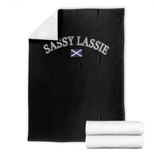 Sassy Lassie Scotland Flag Throw Blanket Funny Scottish Pride Heritage Gift TS10 Black Print Your Wear