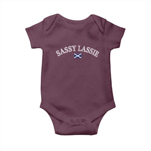 Sassy Lassie Scotland Flag Baby Onesie Funny Scottish Pride Heritage Gift TS10 Maroon Print Your Wear