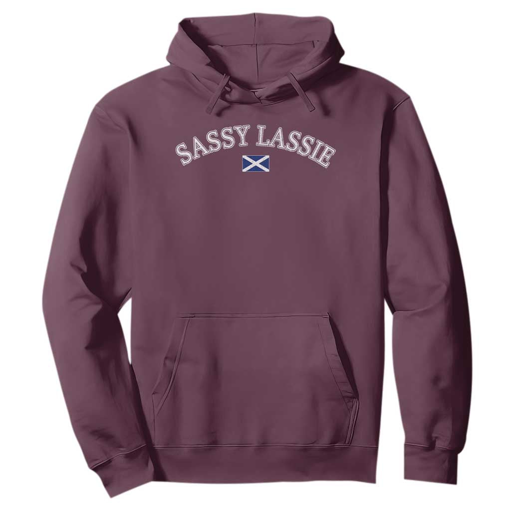 Sassy Lassie Scotland Flag Hoodie Funny Scottish Pride Heritage Gift TS10 Maroon Print Your Wear