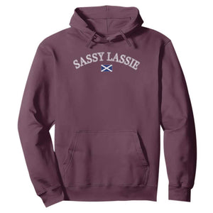 Sassy Lassie Scotland Flag Hoodie Funny Scottish Pride Heritage Gift TS10 Maroon Print Your Wear