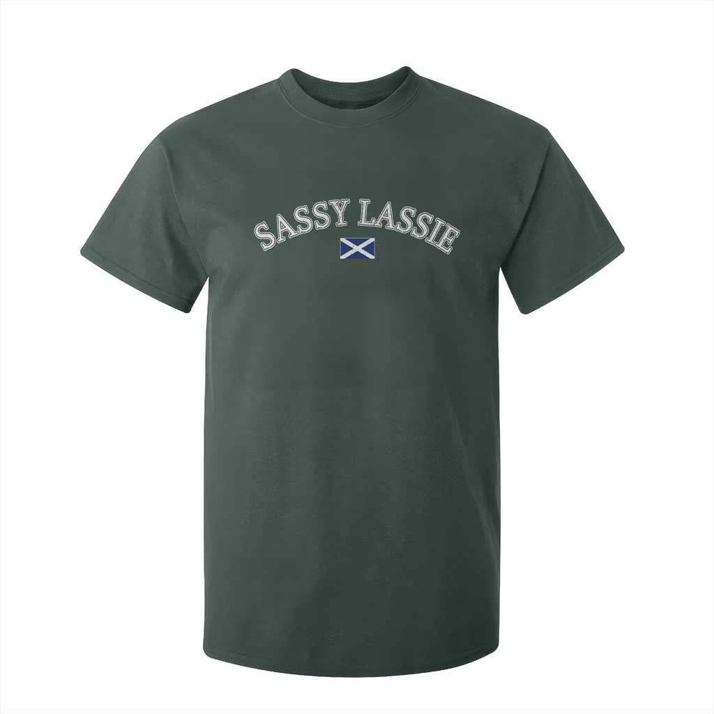 Sassy Lassie Scotland Flag T Shirt For Kid Funny Scottish Pride Heritage Gift TS10 Dark Forest Green Print Your Wear