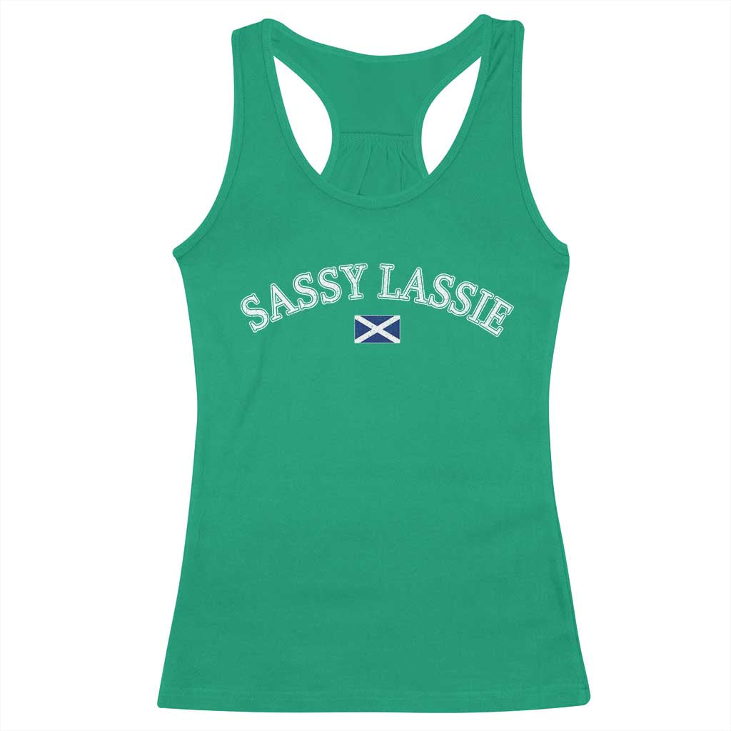 Sassy Lassie Scotland Flag Racerback Tank Top Funny Scottish Pride Heritage Gift TS10 Irish Green Print Your Wear
