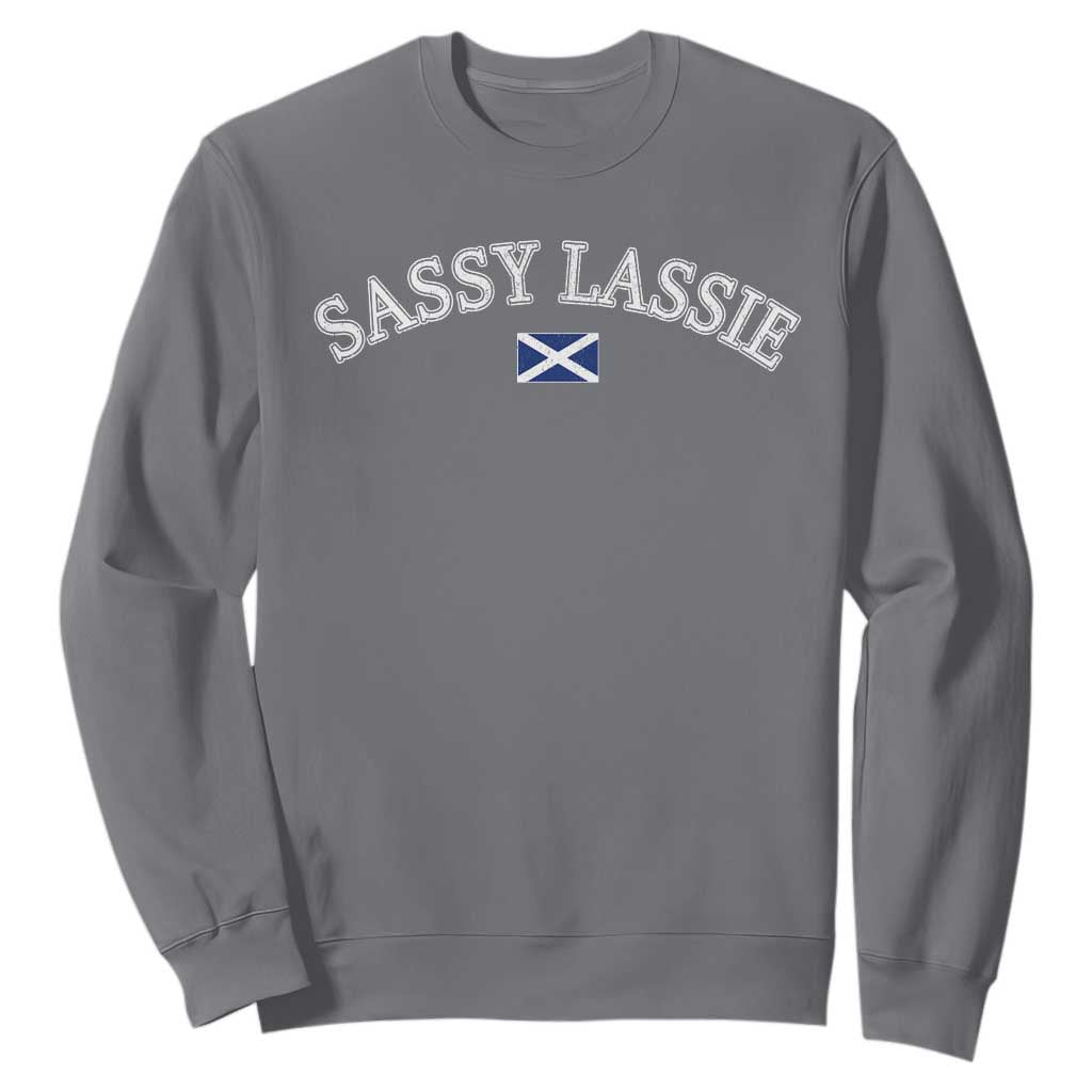 Sassy Lassie Scotland Flag Sweatshirt Funny Scottish Pride Heritage Gift TS10 Charcoal Print Your Wear