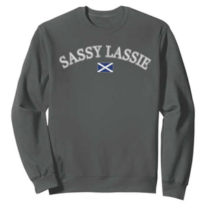 Sassy Lassie Scotland Flag Sweatshirt Funny Scottish Pride Heritage Gift TS10 Dark Heather Print Your Wear