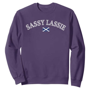 Sassy Lassie Scotland Flag Sweatshirt Funny Scottish Pride Heritage Gift TS10 Purple Print Your Wear